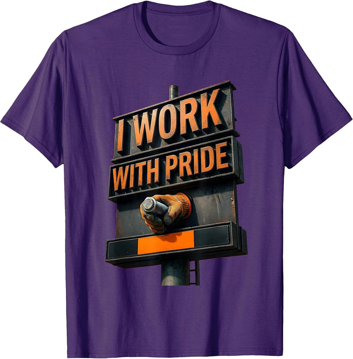 I Work With Pride Patriotic Labor Day Union Worker Gift T-Shirt - Purple