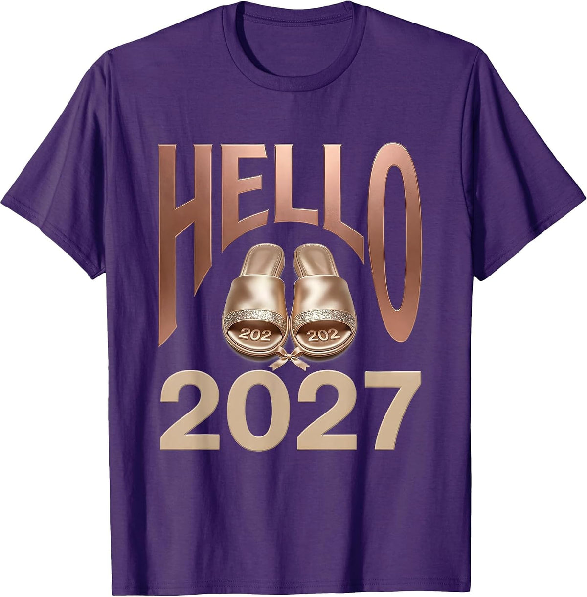 Hello, 2027 Playful Festive New Year's Eve Party Top T-Shirt - Purple