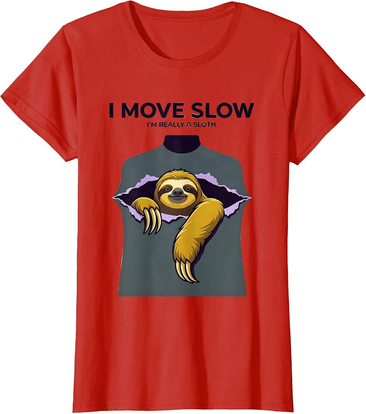 I Move Slow; I'm Really A Sloth Funny Halloween Costume T-Shirt - Red