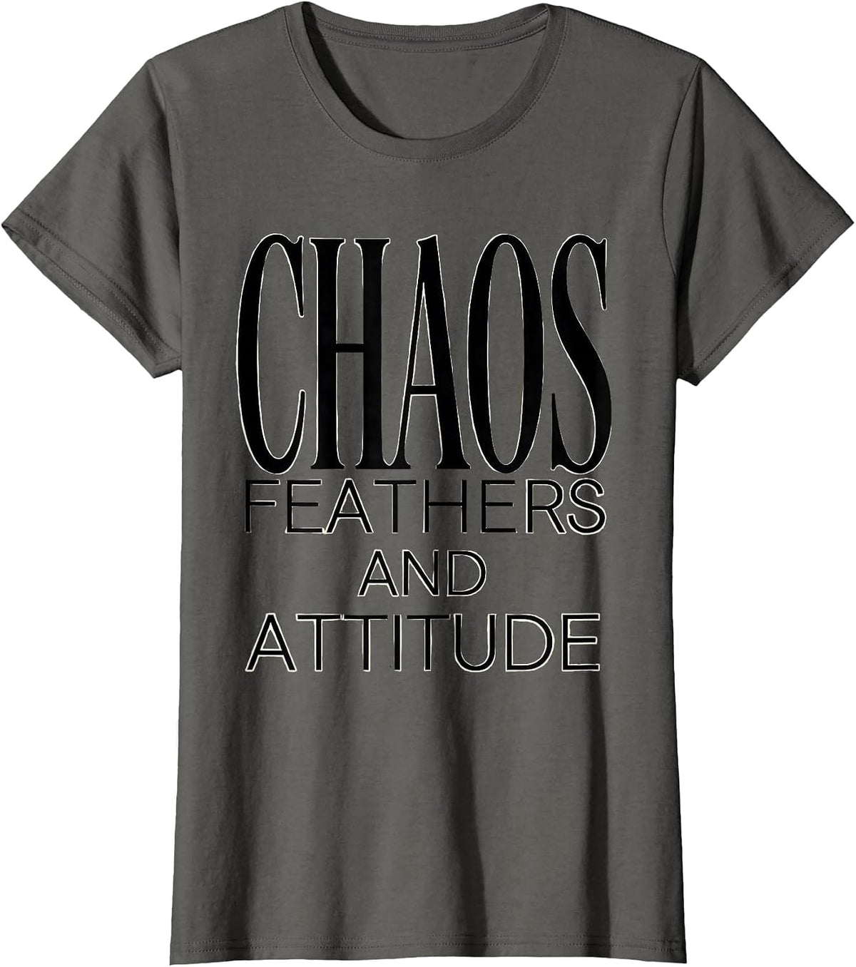 Women's Chaos Feathers and Attitude Crow Design T-Shirt - Asphalt Grey