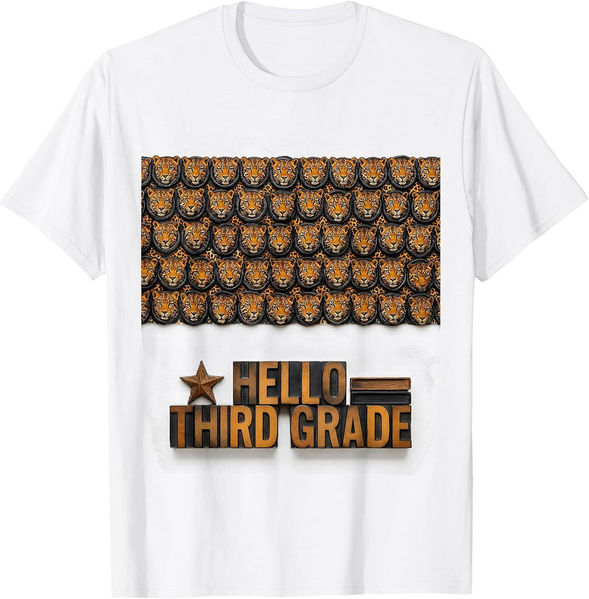 Men's Hello Third Grade Leopard Teacher Student Back To School T-Shirt - White