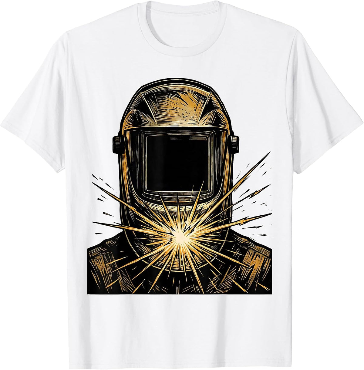 Men's Welder Masked Face Arc Flash Graphic Tee T-Shirt - White