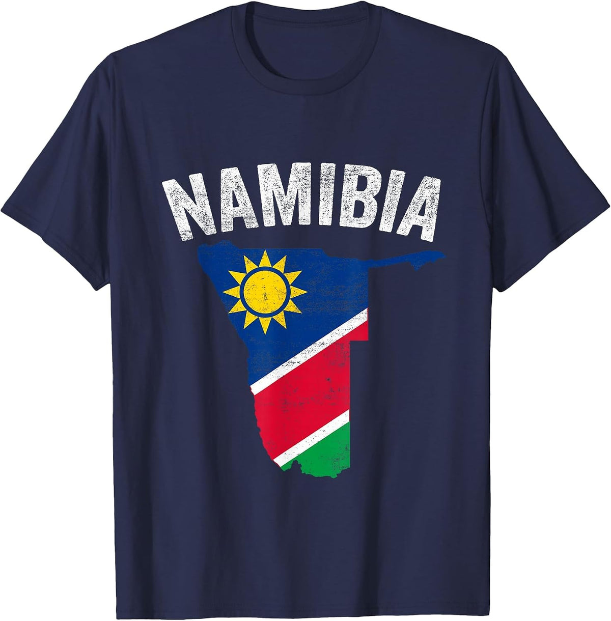 Distressed Retro Namibia Flag Namibia Map Patriotic T-Shirt - Navy Blue
