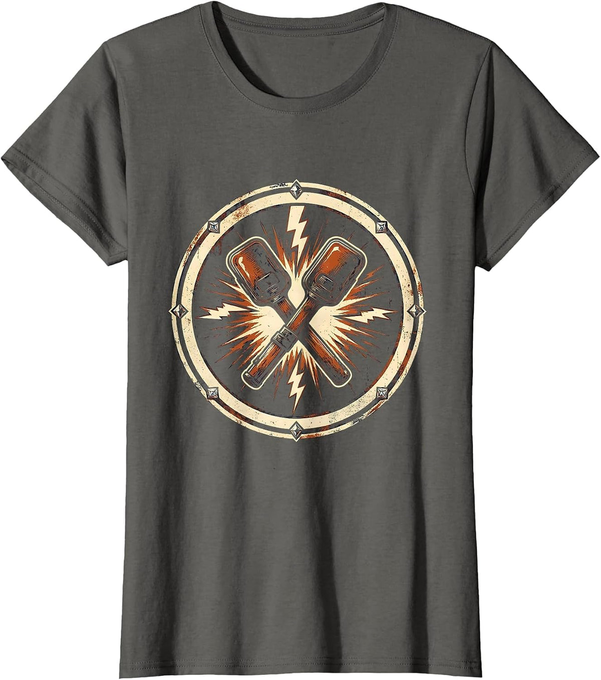 Women's EMT Defibrillator Paddles Electric Graphic T-Shirt - Asphalt Grey
