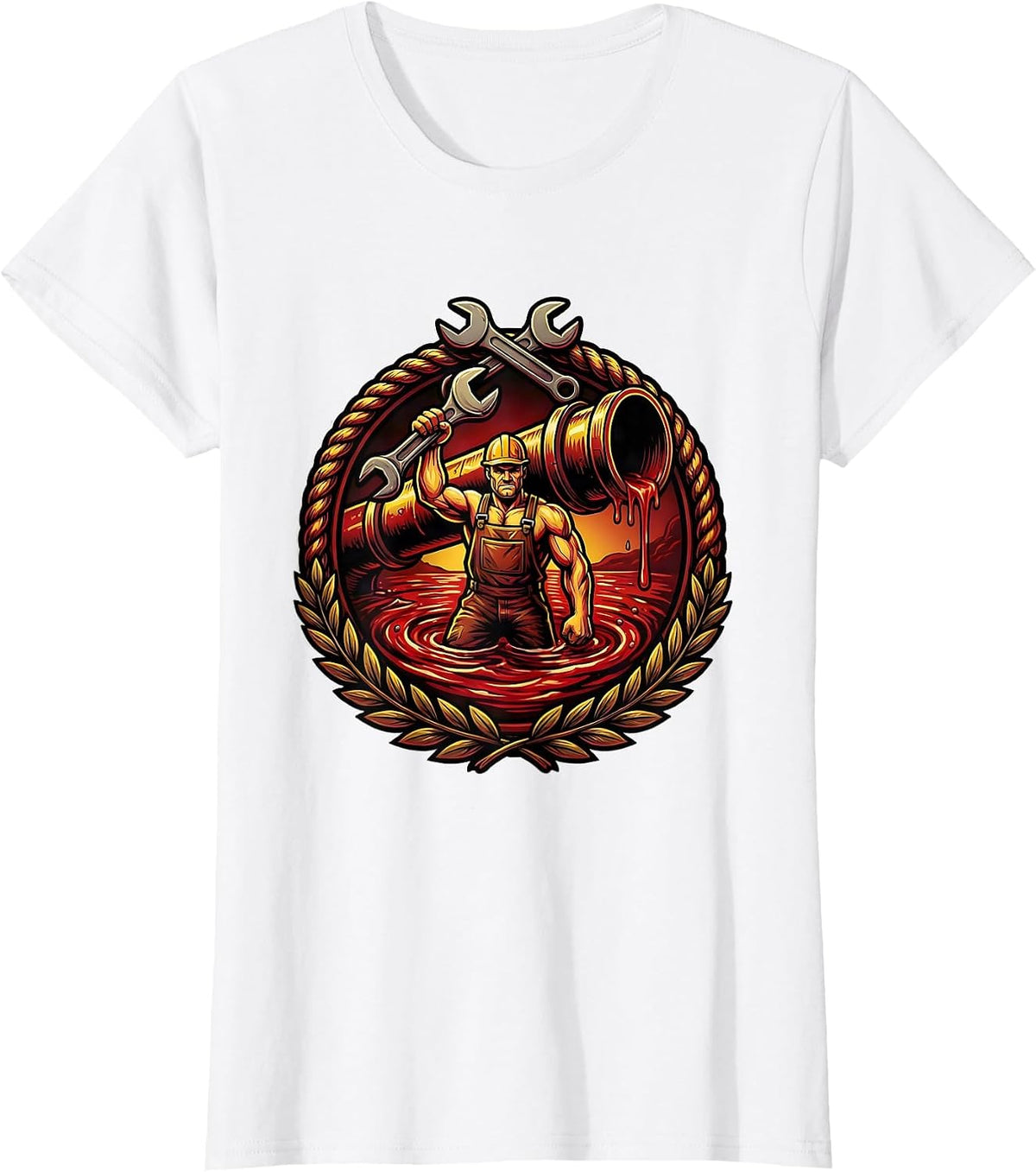Bloody Plumber Problem Solved Graphic Design T-Shirt - White