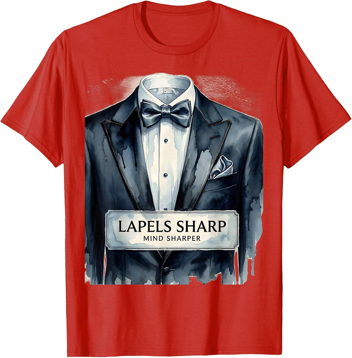 Men's Lapels Sharp Mind Sharper Tuxedo Graphic Design T-Shirt - Red