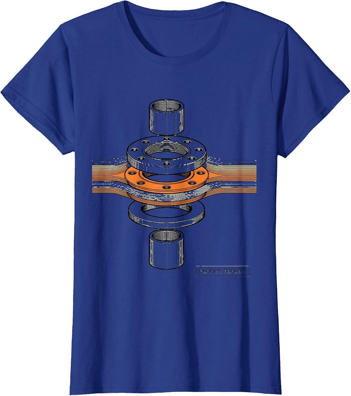 Women's Flange Sealer Exploded Pipe Flange Plumbing Humor Gift T-Shirt - Royal Blue