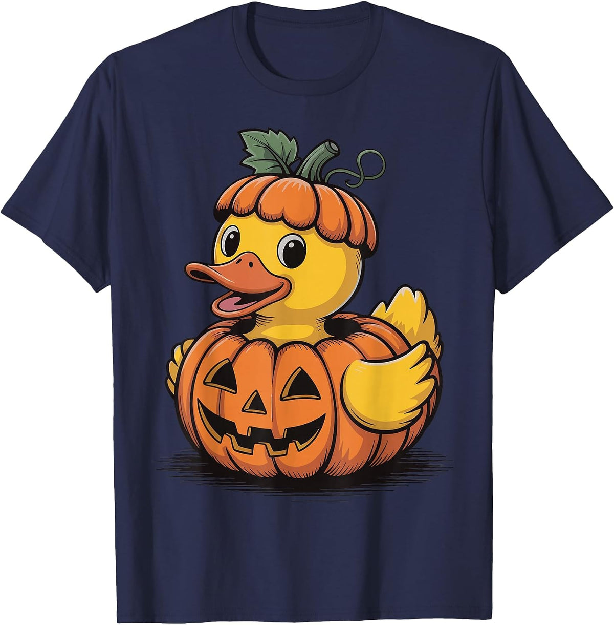 Rubber Duck Pumpkin Halloween T-Shirt - Navy Blue