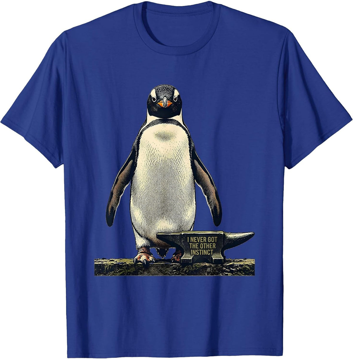 Men's I Never Got The Other Instinct Funny Penguin Martial Arts T-Shirt - Royal Blue