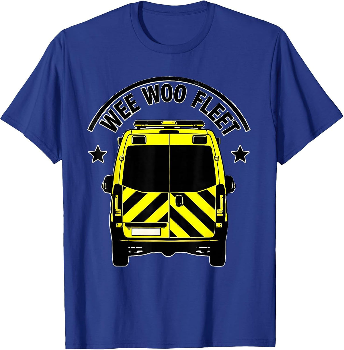 Men's Wee Woo Fleet Stencil EMS Paramedic EMT Gag Humor T-Shirt - Royal Blue