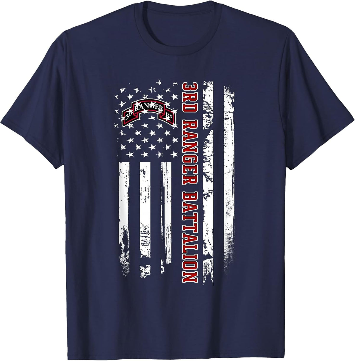 3rd Ranger Battalion Veteran USA Flag Veterans Day Xmas T-Shirt - Navy Blue
