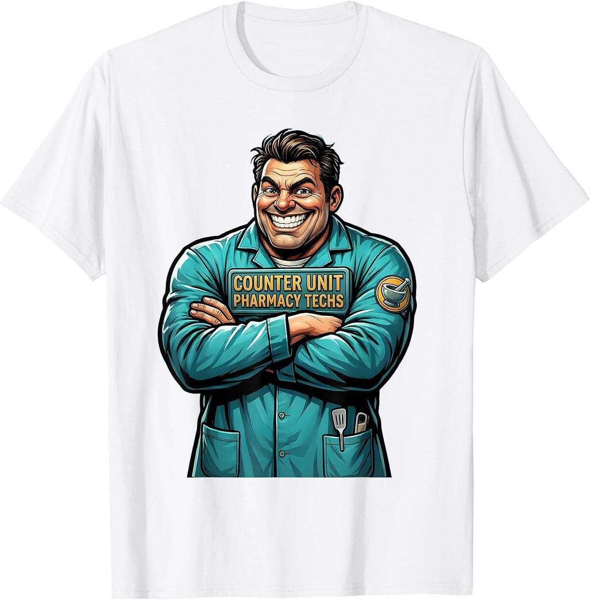Men's Counter Unit Pharmacy Techs Funny Pharmacy Technician T-Shirt - White