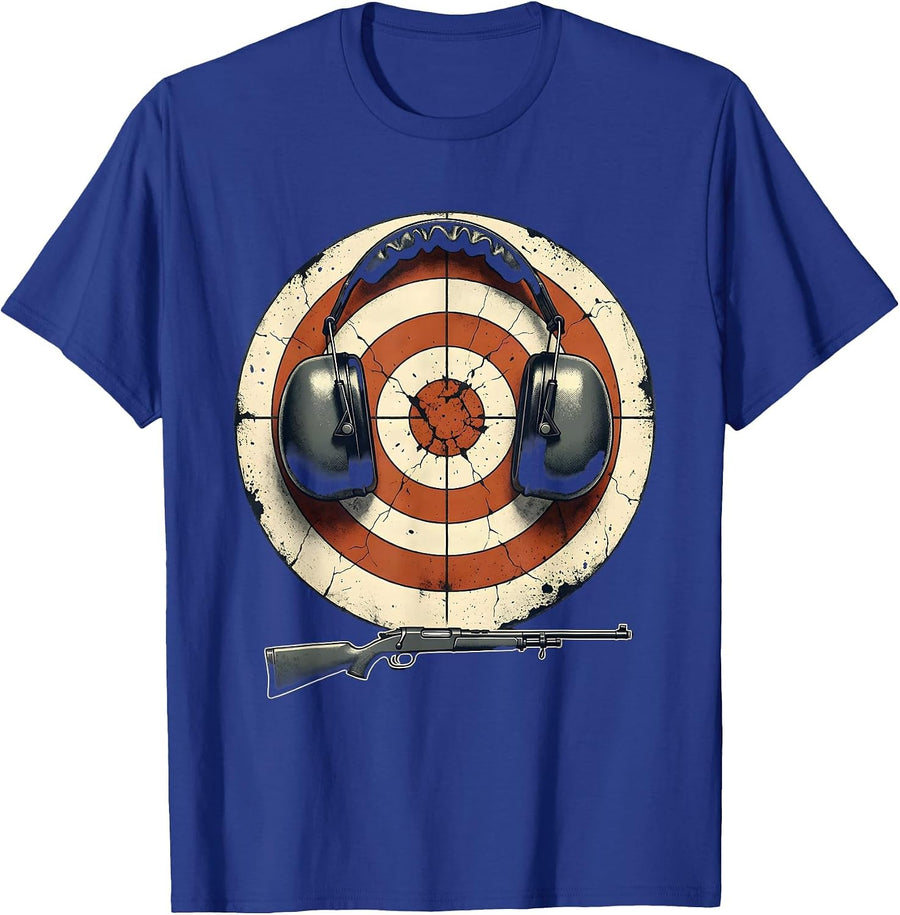 Bullseye Target Ear Defenders Gun Enthusiast Humor T-Shirt - Royal Blue