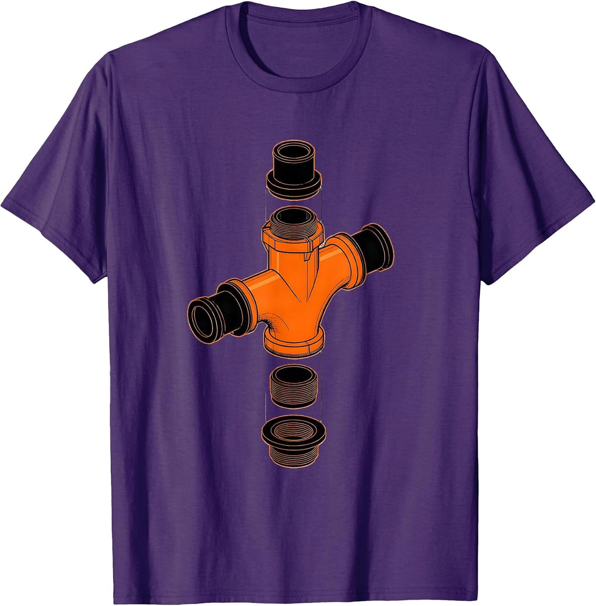 Men's P-Trap Assembly Exploded View Funny Plumber Pipefitter T-Shirt - Purple