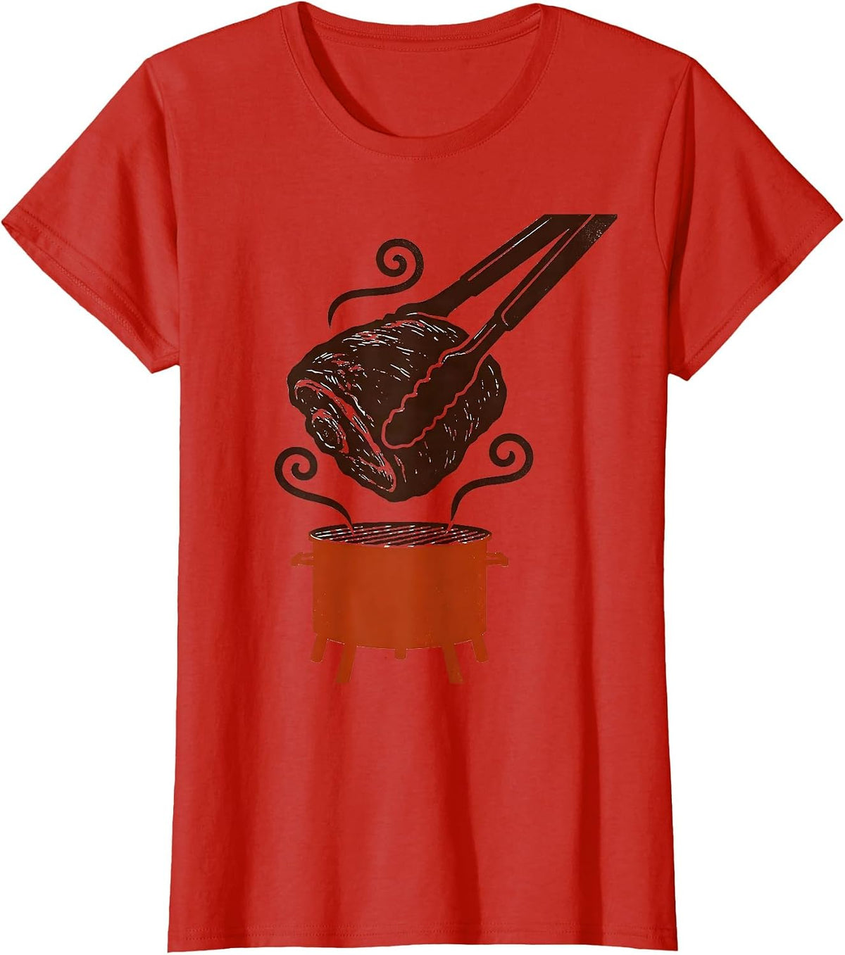 Barbecue Tongs Pork Shoulder Funny BBQ Pitmaster T-Shirt - Red