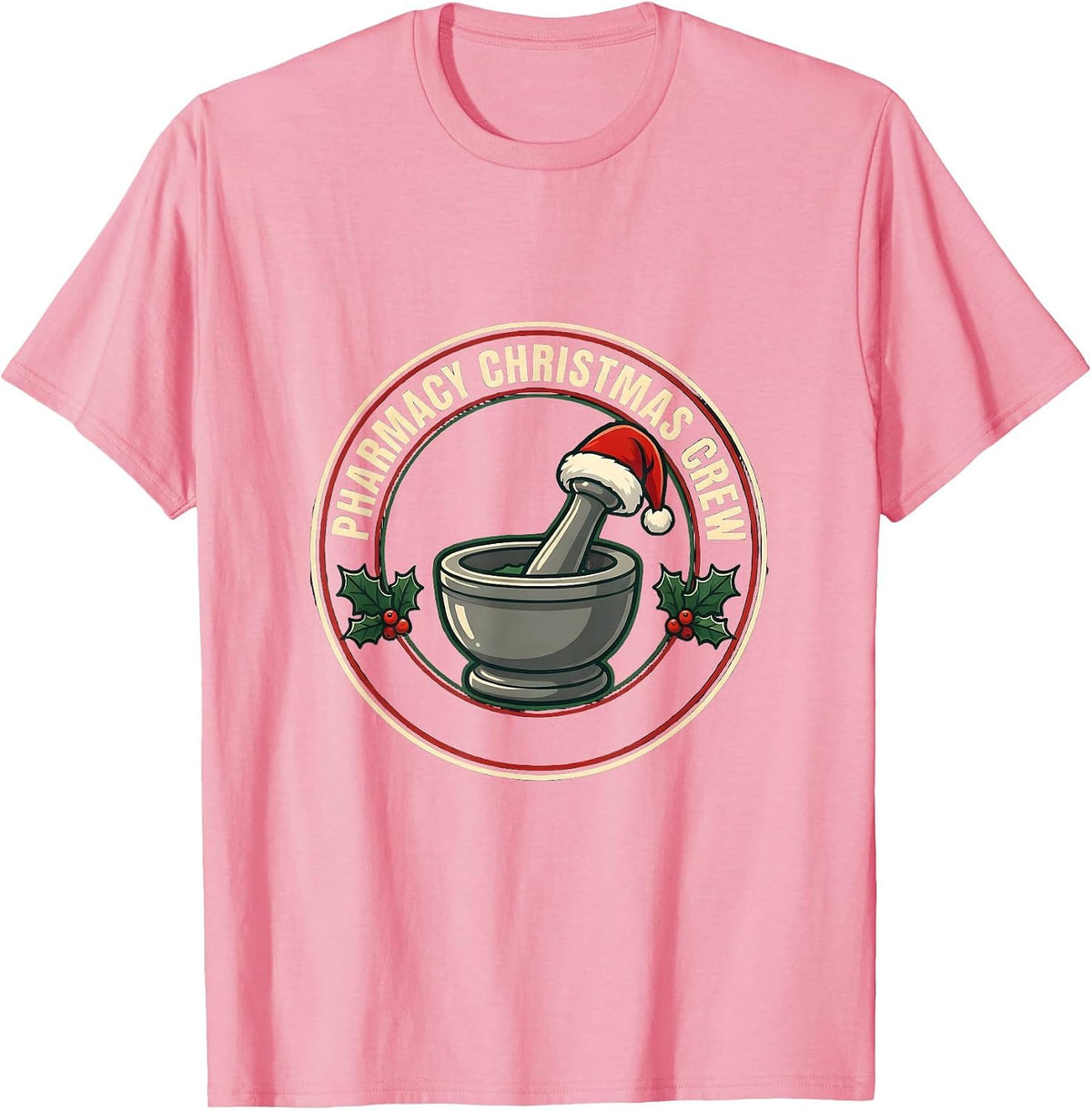 Men's Pharmacy Christmas Crew Funny Pharmacist Tech Holiday Squad T-Shirt - Pink