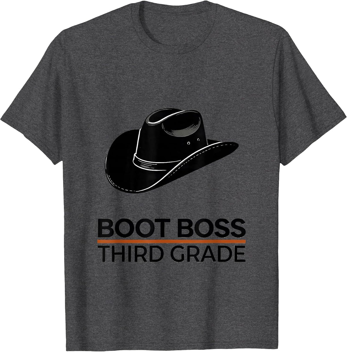 Men's Boot Boss Third Grade Western Teacher Back To School T-Shirt - Dark Heather Grey