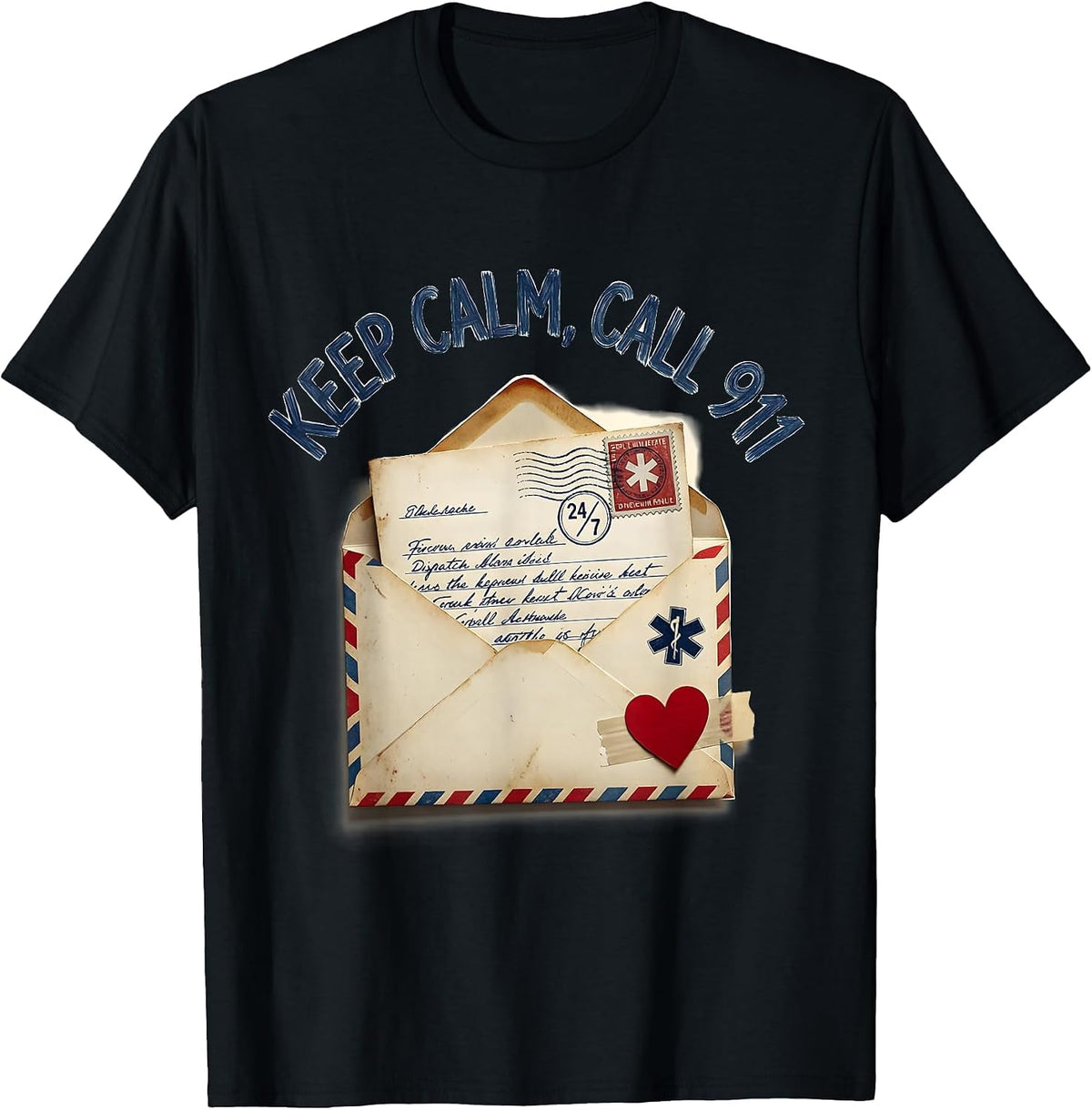 Men's Keep Calm Call 911 EMT First Responder Design T-Shirt - Black