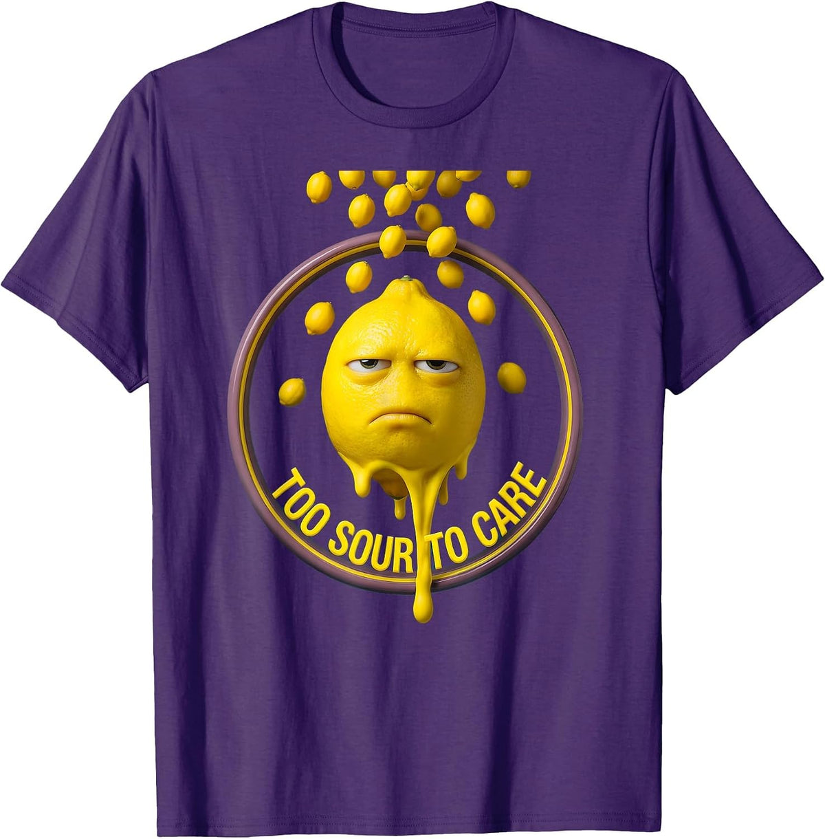Too Sour To Care Lemon Graphic Design T-Shirt - Purple