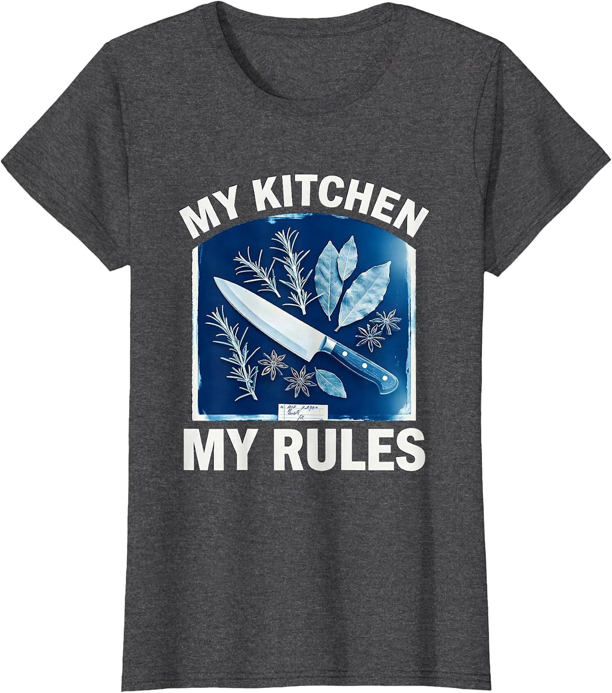 Women's My Kitchen My Rules Chef Cooking Design T-Shirt - Dark Heather Grey