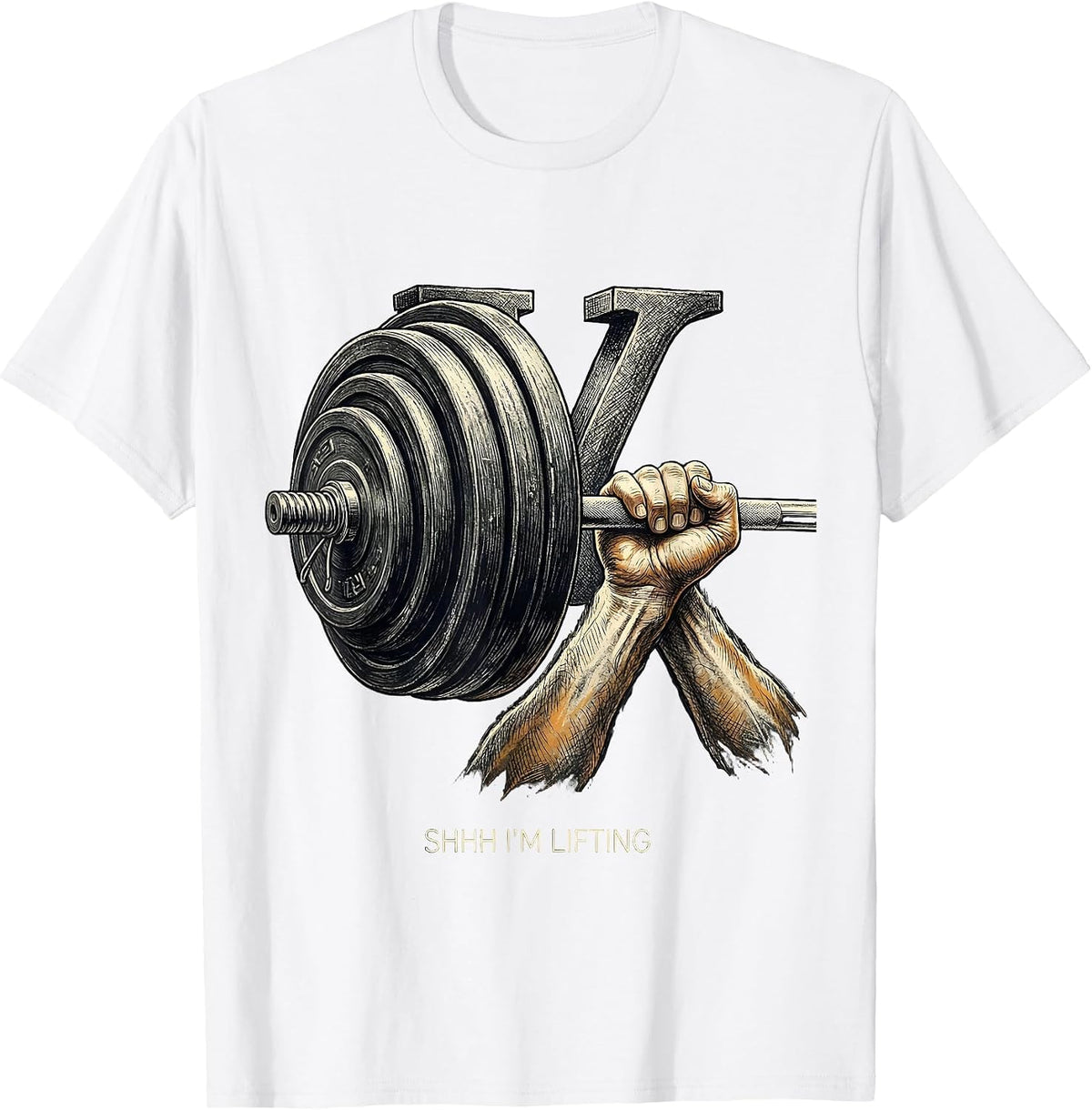 Men's Shhh I'm Lifting Funny Math Nerd Workout Gym Humor T-Shirt - White
