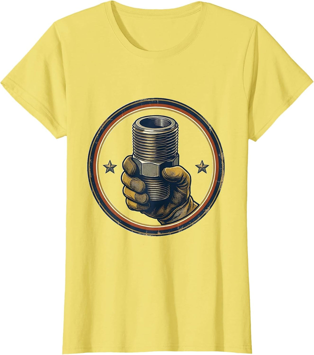 Sealed Pipe Nipple Vintage Plumber Humor T-Shirt - Lemon Yellow