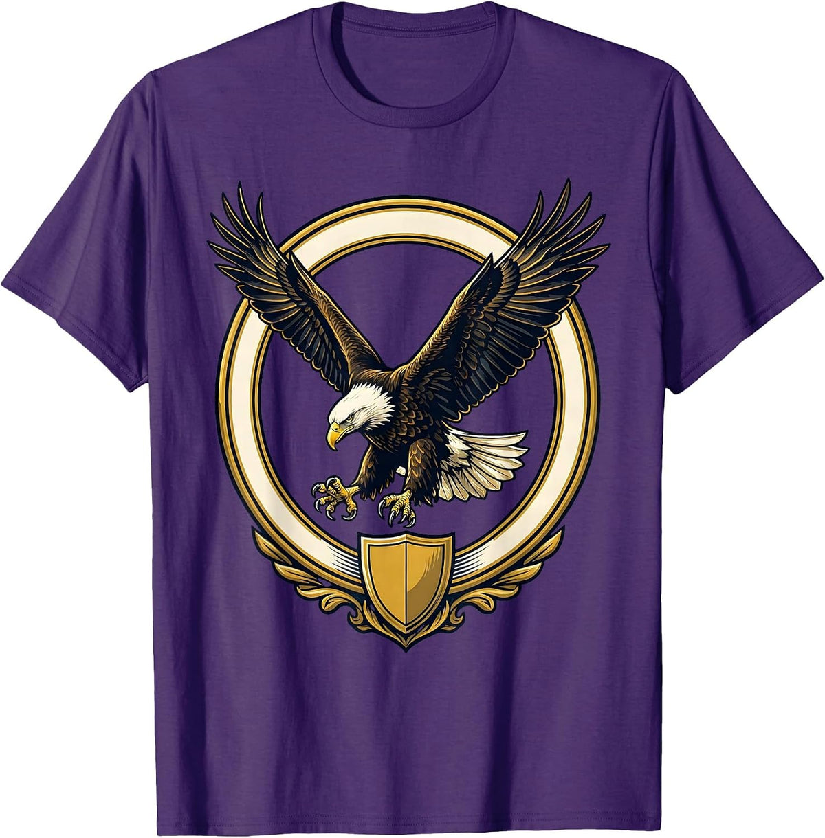 Bald Eagle Diving Talons Extended Patriotic Design T-Shirt - Purple