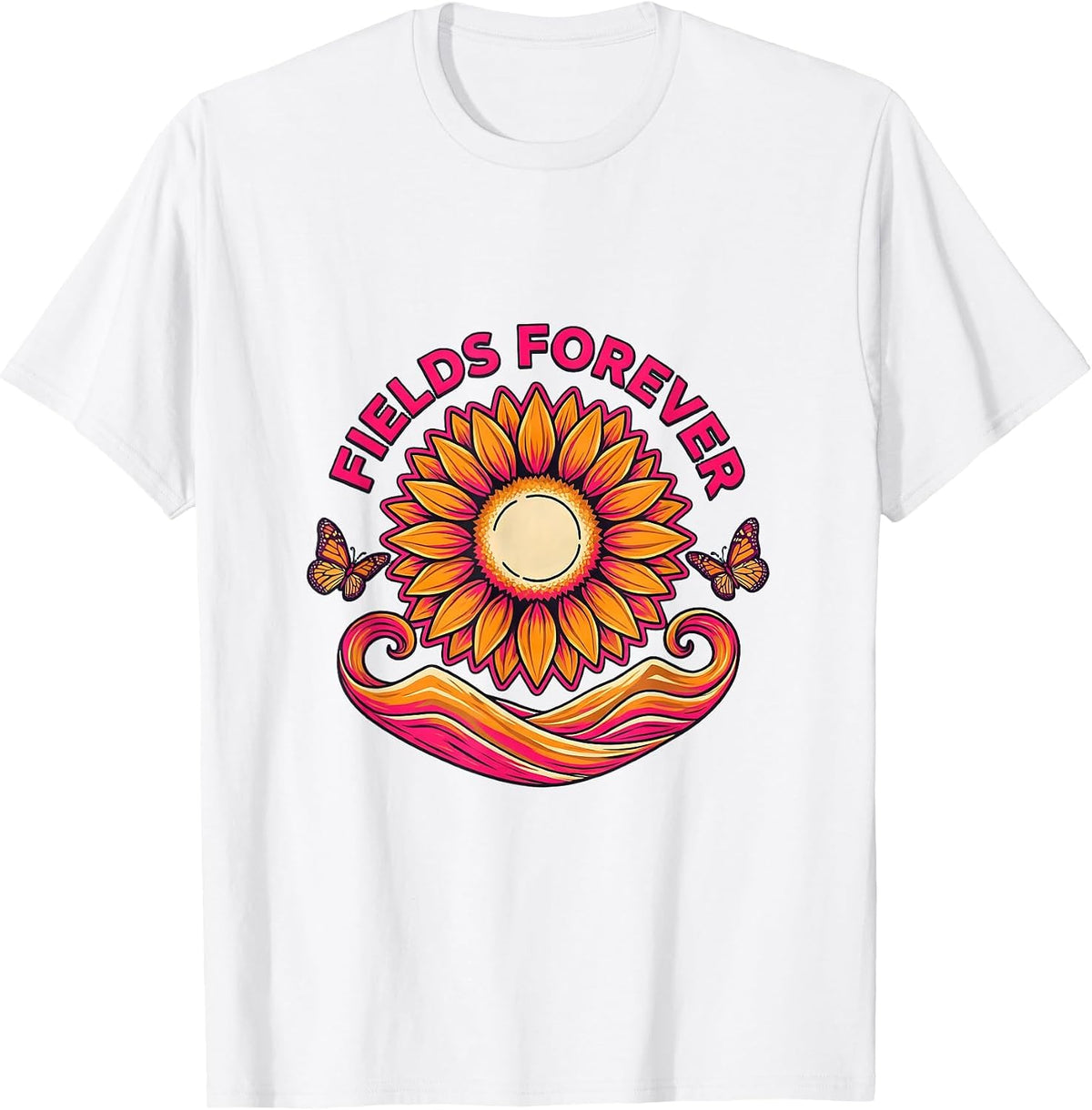 Men's Fields Forever Scenic Nature Graphic Design T-Shirt - White