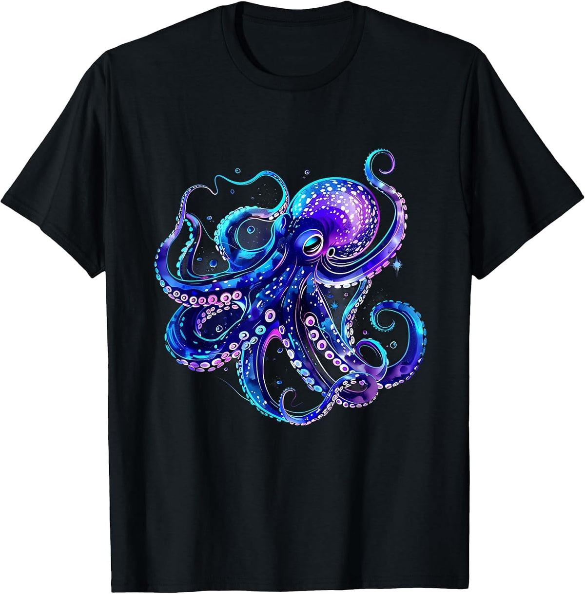 Octopus Artwork Sea Ocean Animal Lover Motif Sea Creature T-Shirt - Black