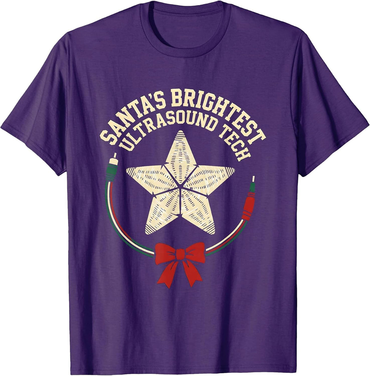 Santa's Brightest Ultrasound Tech Funny Radiology Tech T-Shirt - Purple