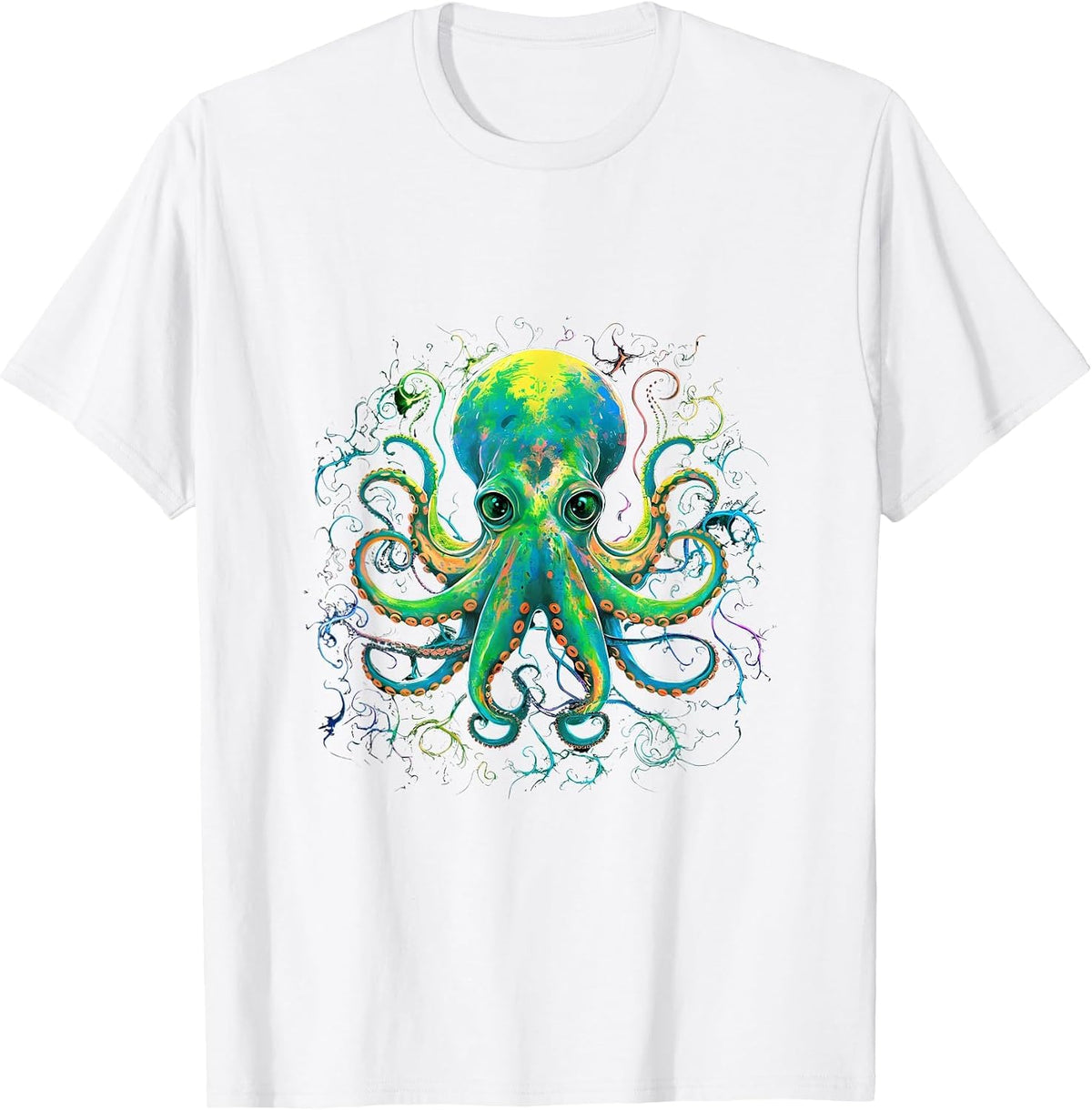 Psychedelic Rainbow Octopus Kraken T-Shirt - White