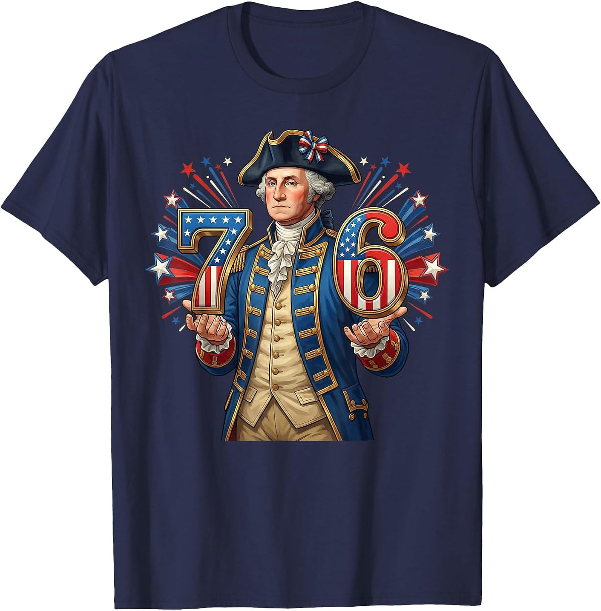 6-7 7-6 George Washington Seven Six Funny 1776 4th of July T-Shirt - Navy Blue