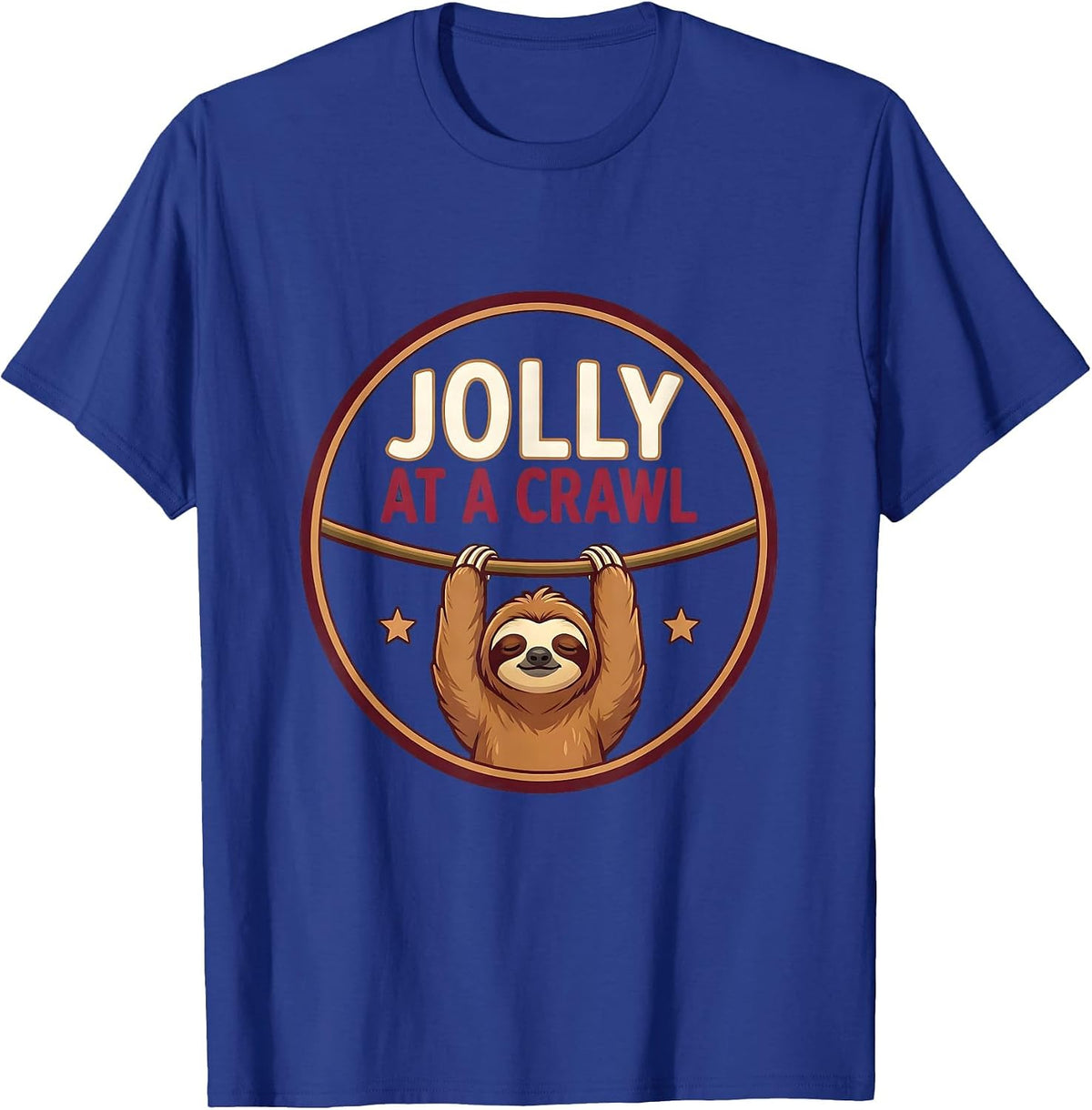 Jolly At A Crawl Funny Sloth Lover Christmas Humor T-Shirt - Royal Blue
