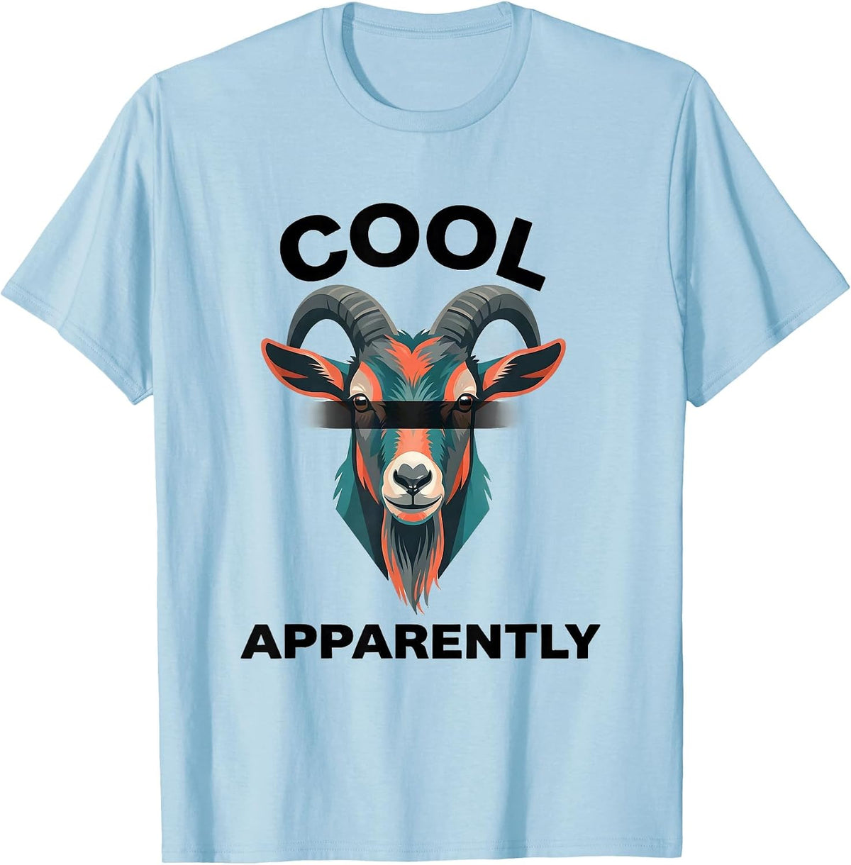 Men's Cool Apparently Flat Vector Goat with Sunglasses Funny T-Shirt - Baby Blue