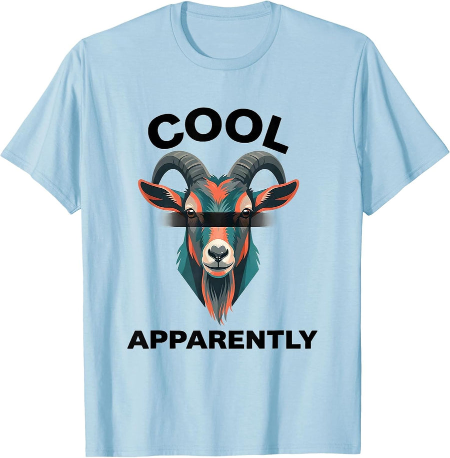 Men's Cool Apparently Flat Vector Goat with Sunglasses Funny T-Shirt - Baby Blue