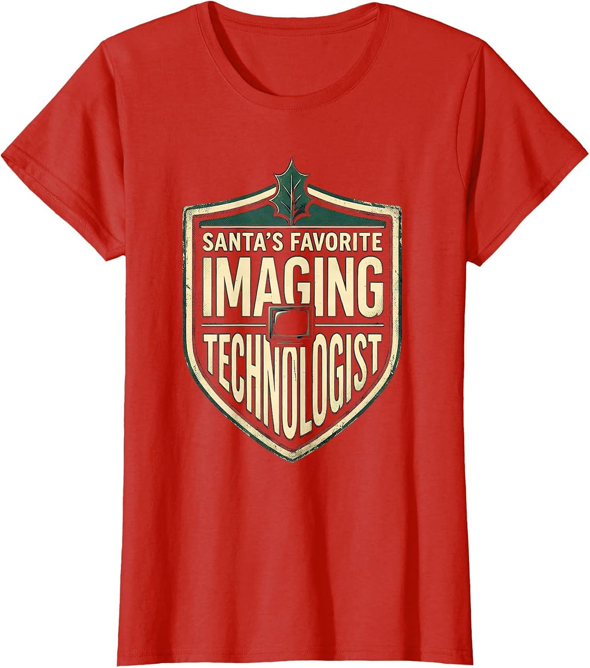 Women's Santa's Favorite Imaging Technologist Vintage Medical Tech T-Shirt - Red