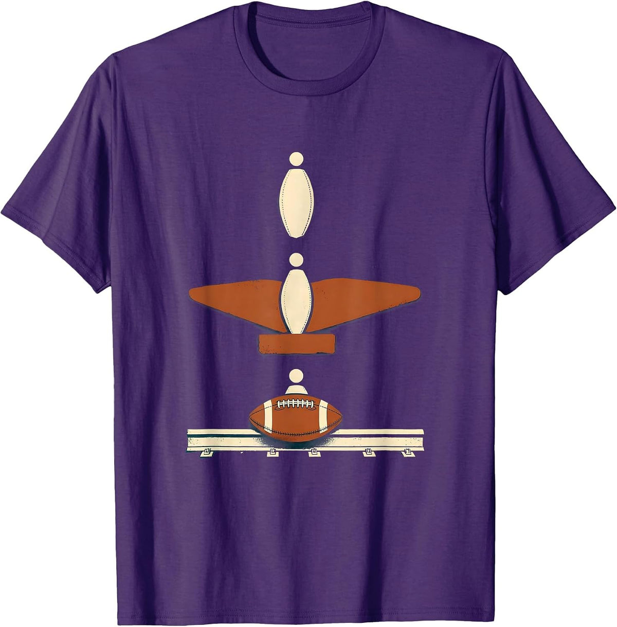 Geometric Lineman Pancake Disc Midcentury Modern Football T-Shirt - Purple
