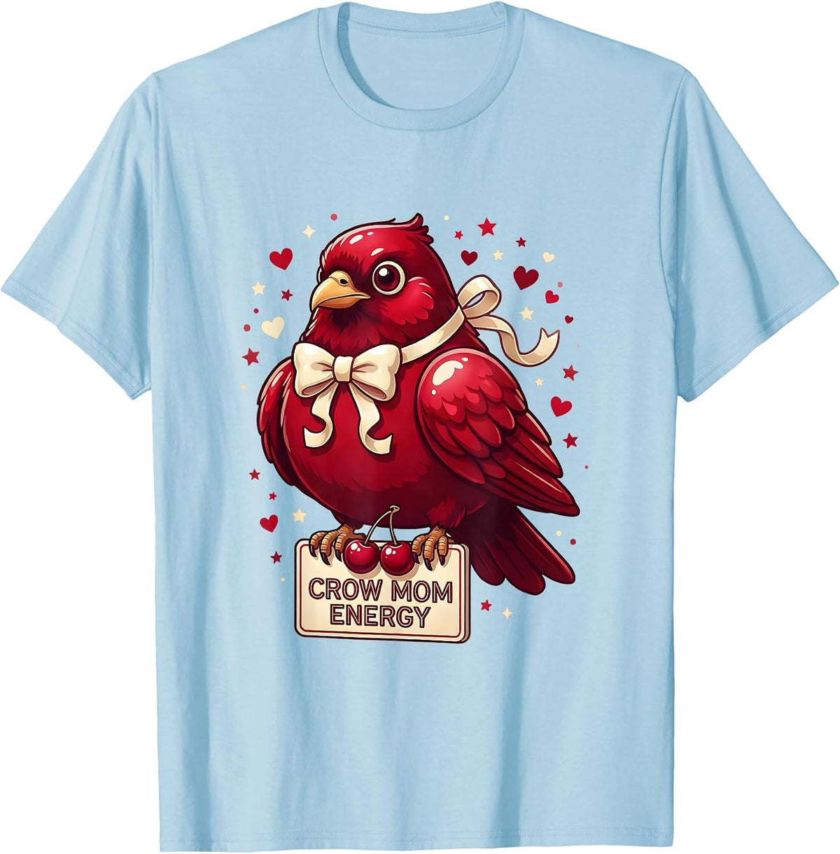 Men's Crow Mom Energy Bold Graphic Design T-Shirt - Baby Blue