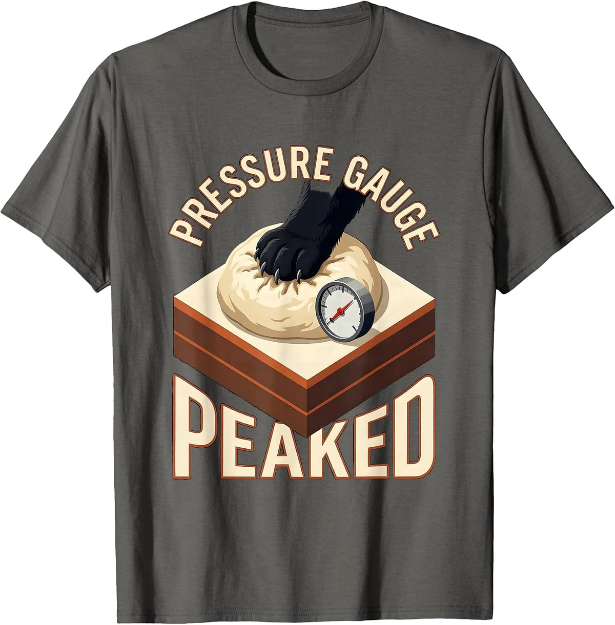 Men's Pressure Gauge Peaked Funny Black Cat Bakery Pet Lover Humor T-Shirt - Asphalt Grey