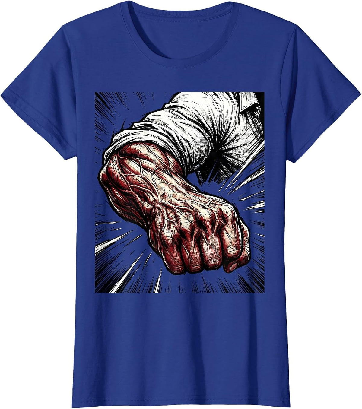 Women's Boss Rolled-Up Sleeve Muscular Arm Graphic T-Shirt - Royal Blue