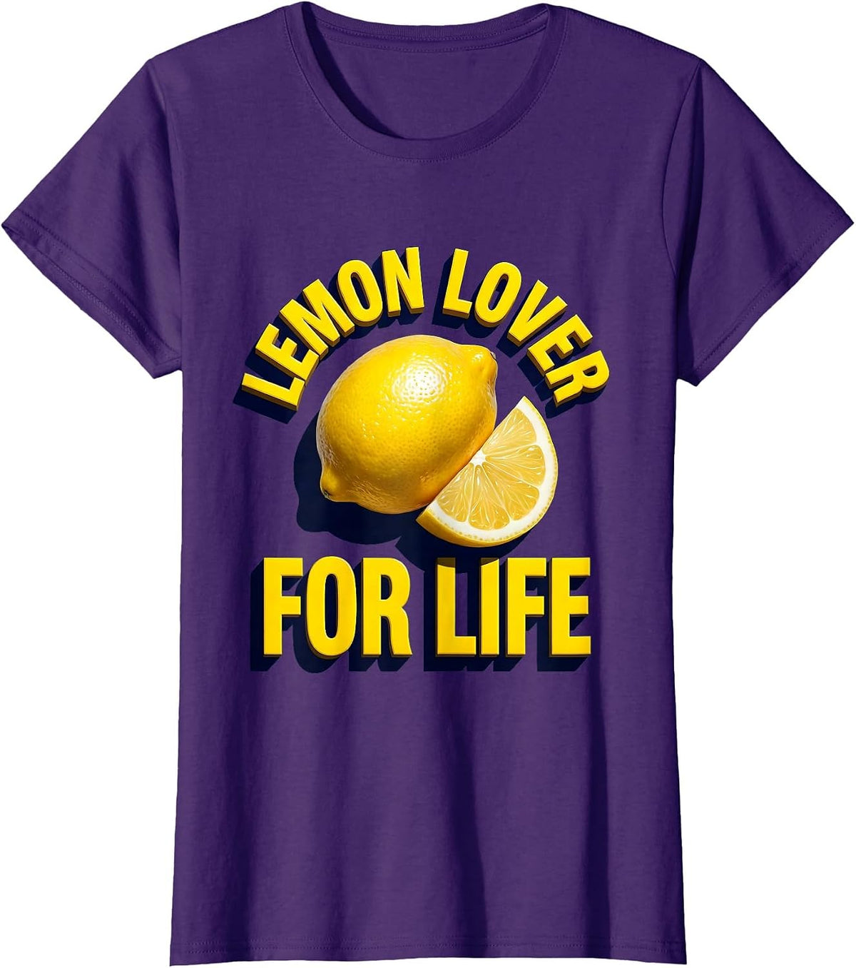 Women's Lemon Lover For Life Bright Citrus Design T-Shirt - Purple