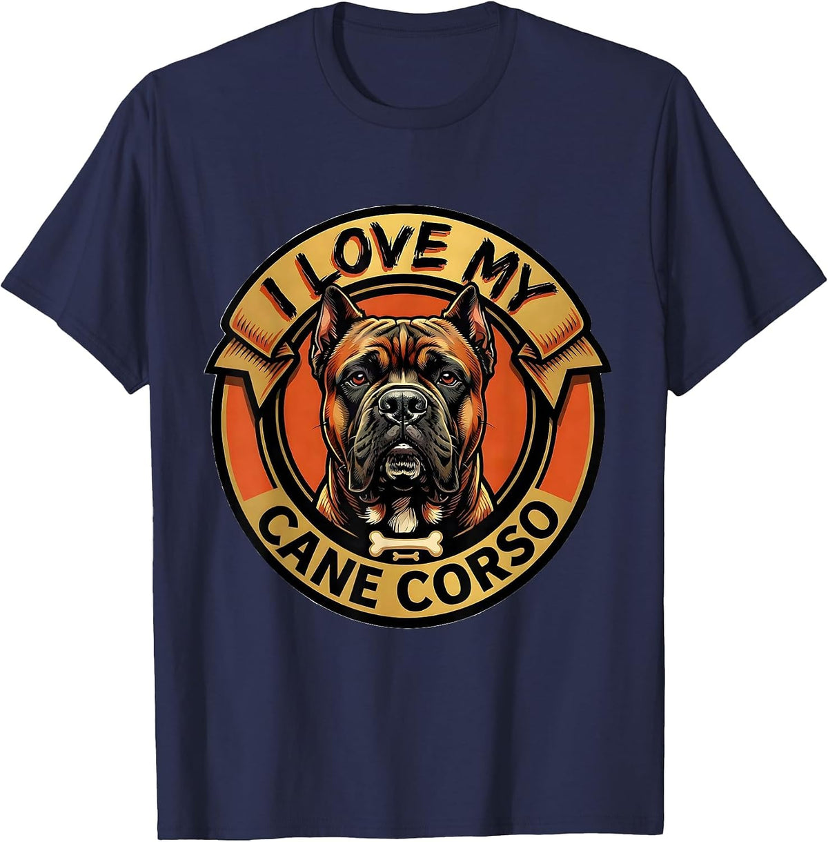 Men's I Love My Cane Corso Sign Painter Showcard Dog Owner Pride T-Shirt - Navy Blue