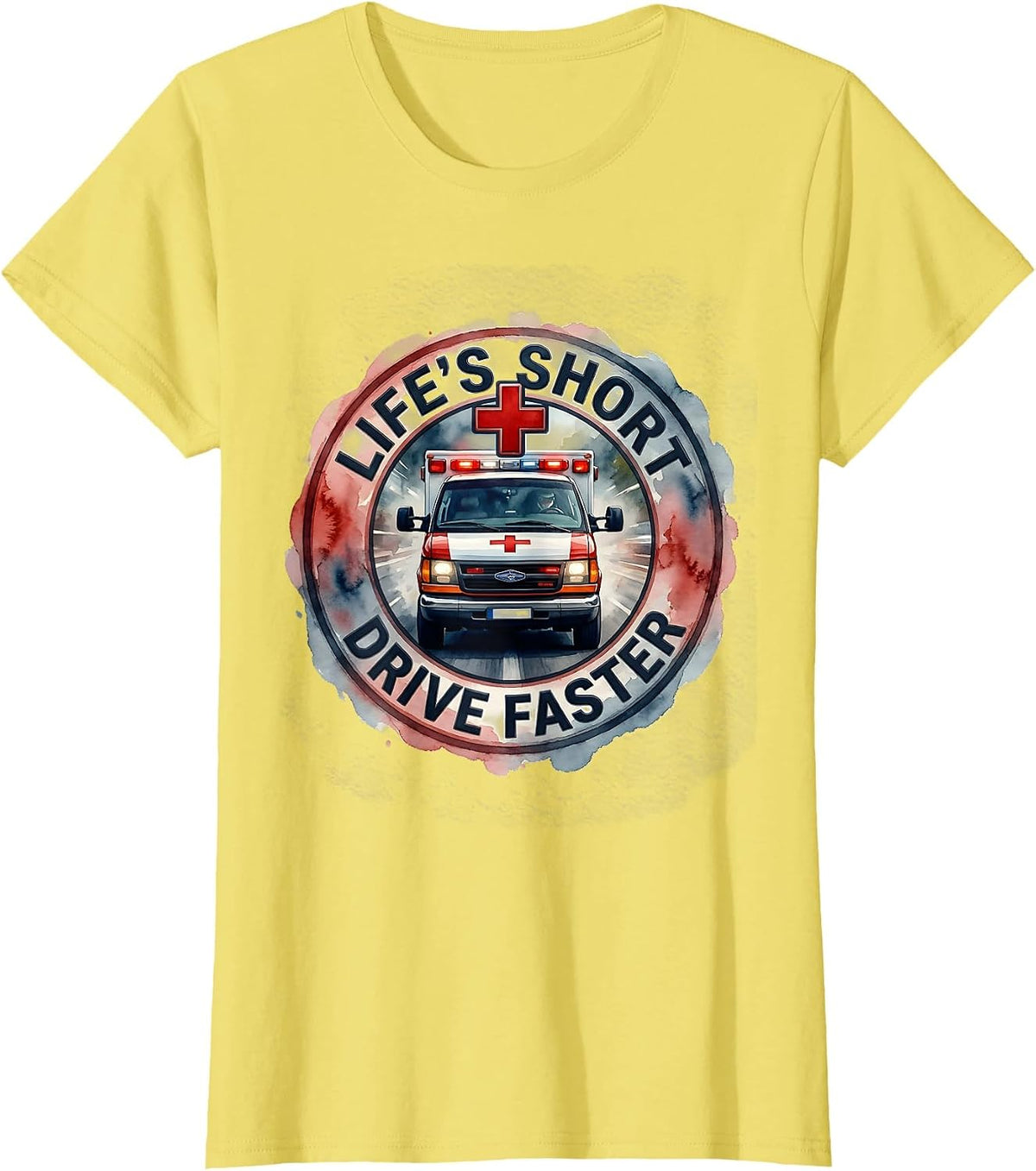 Life's Short Drive Faster Speed Lover Design T-Shirt - Lemon Yellow