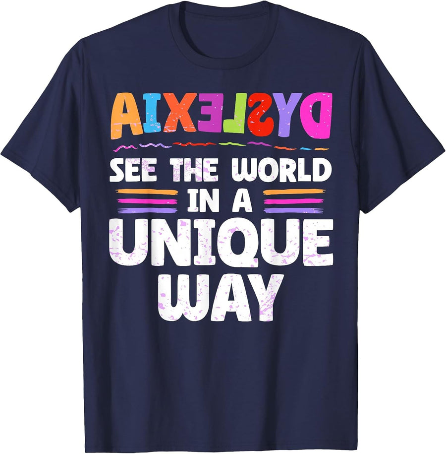 Dyslexic Therapy Dyslexia Teacher Awareness T-Shirt - Navy Blue