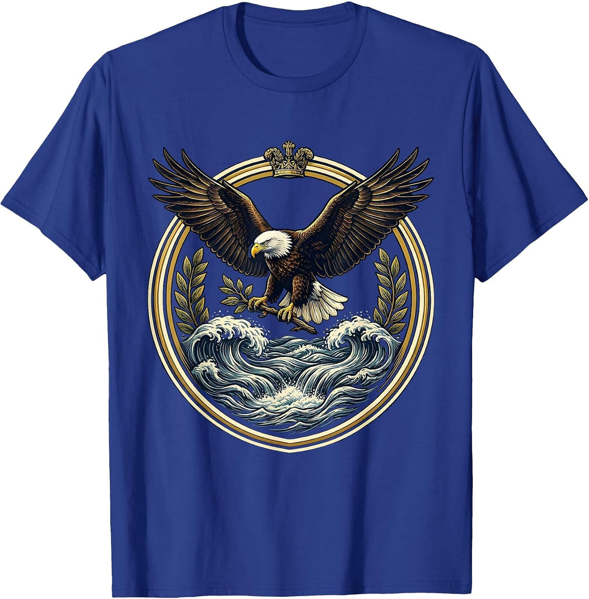 Bald Eagle Chattahoochee River Georgia Design T-Shirt - Royal Blue