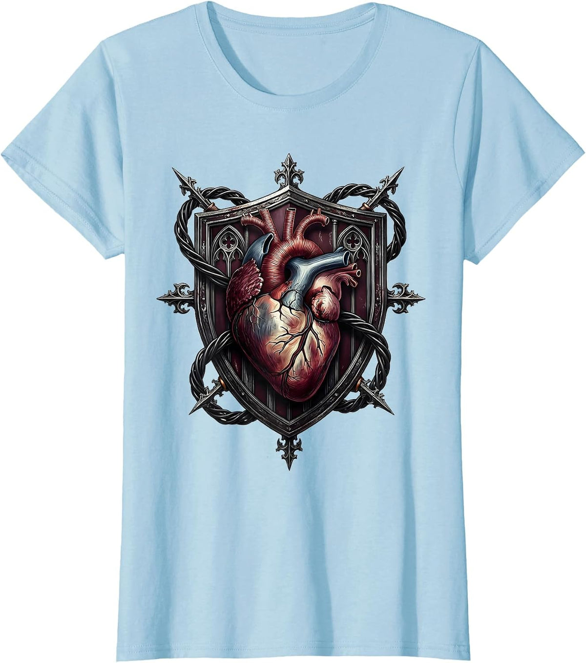 Grunge Human Heart Tangled in Electrical Wire T-Shirt - Baby Blue