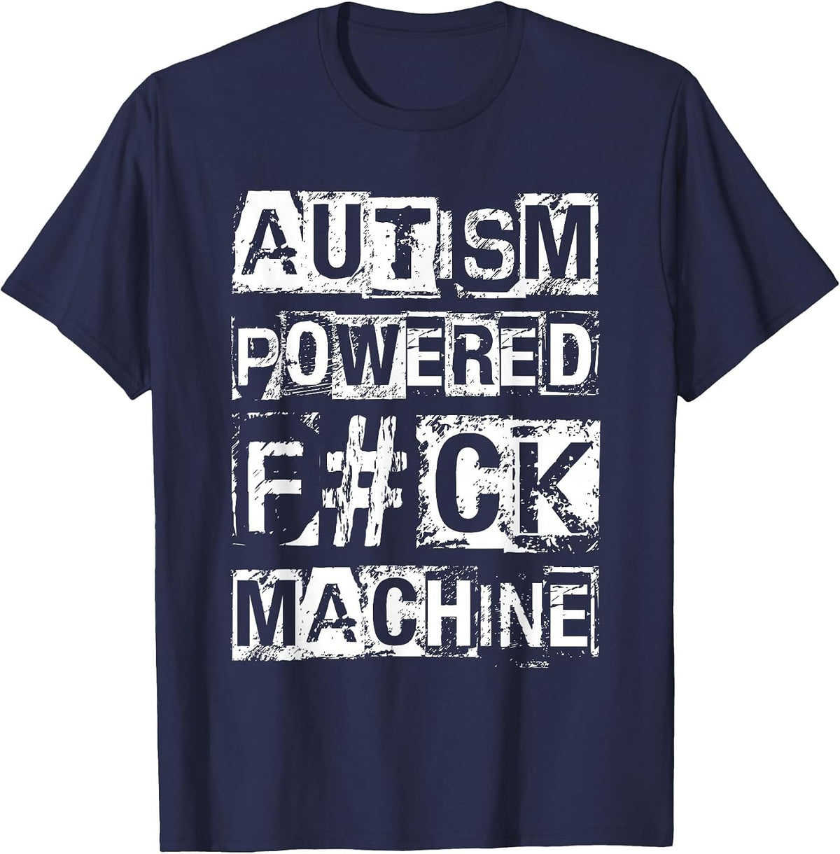 Autism Powered F#CK Machine Autism Empowerment T-Shirt - Navy Blue