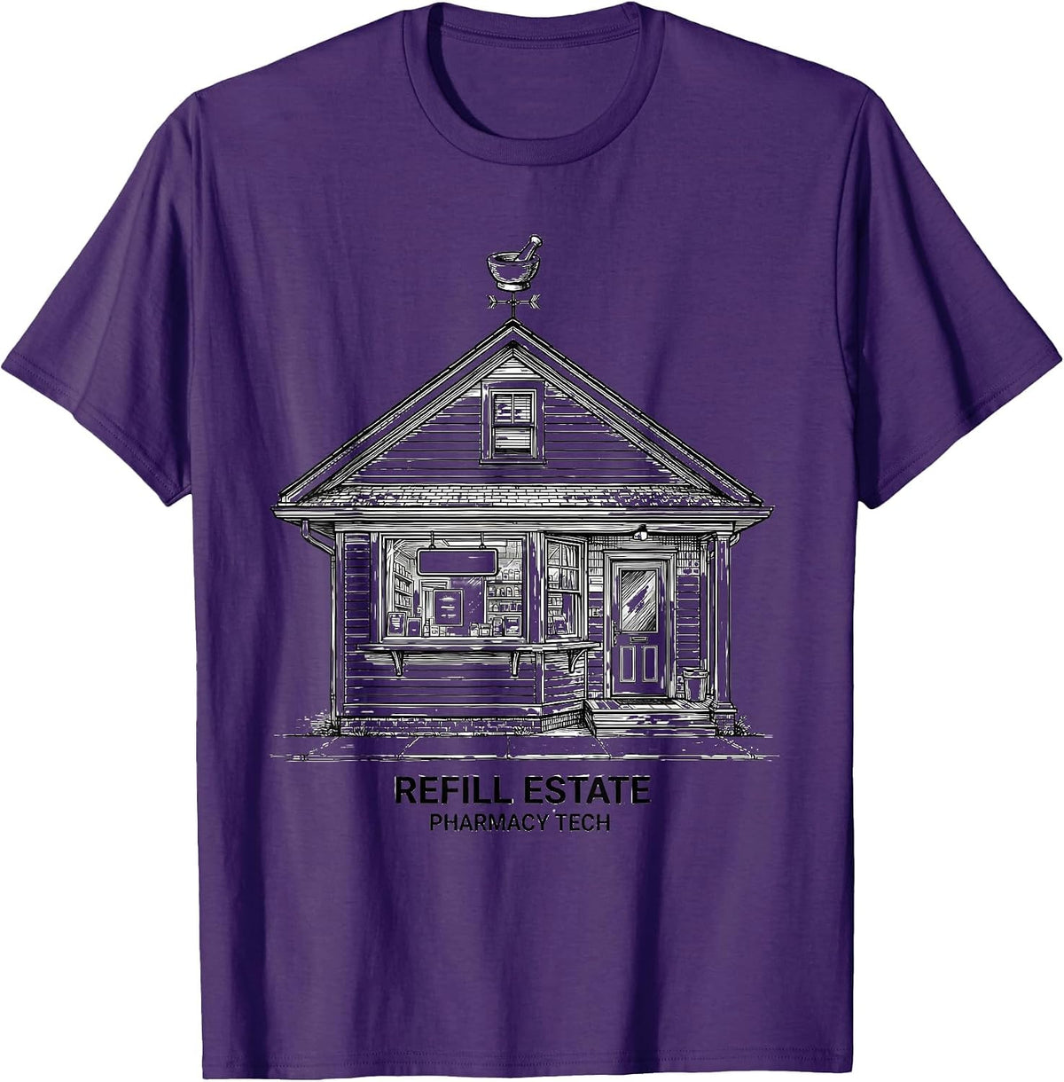 Refill Estate Pharmacy Tech Funny Pharmacist Crew Halloween T-Shirt - Purple