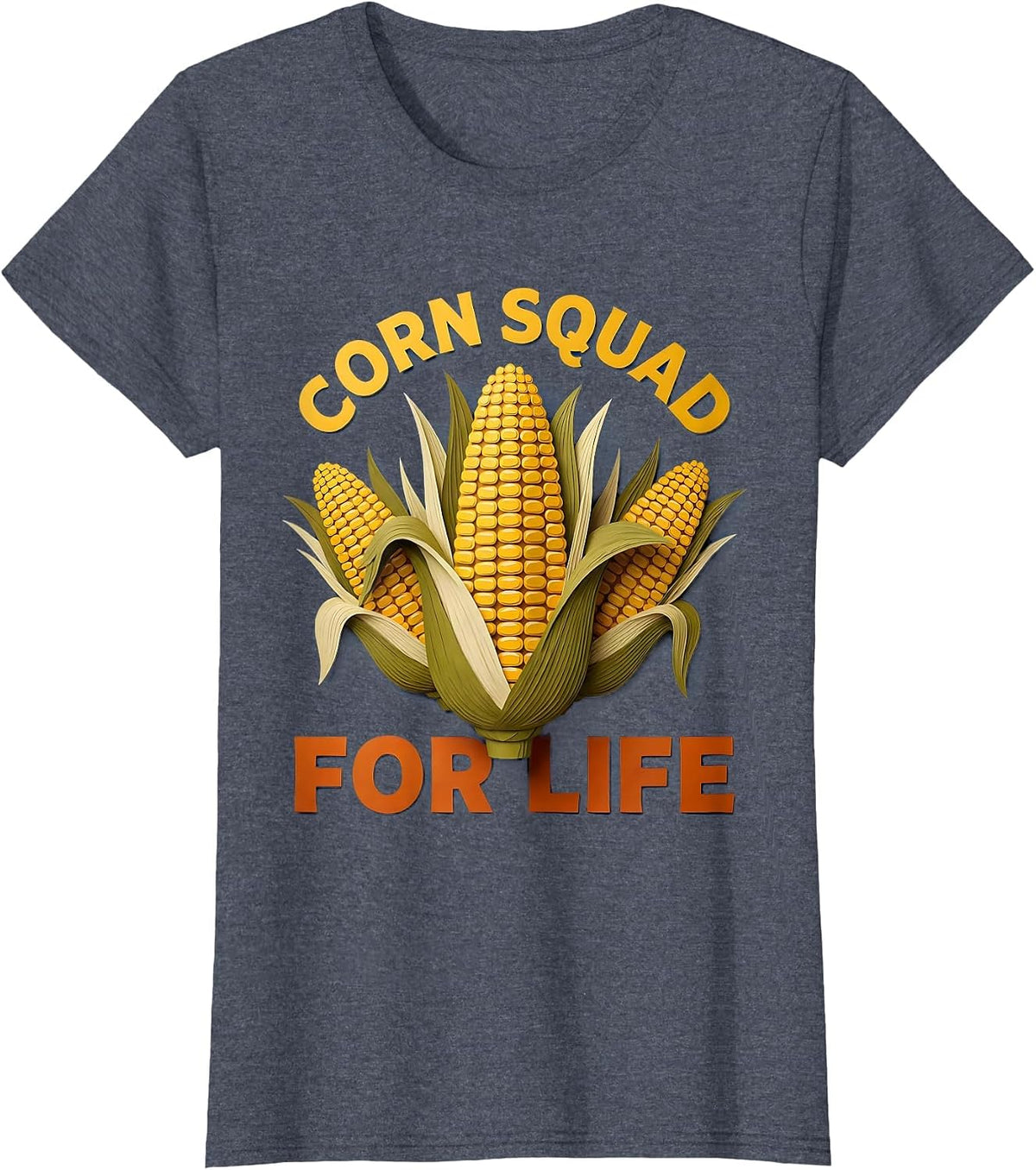 Women's Corn Squad For Life Funny Corn Lover Design T-Shirt - Heather Blue