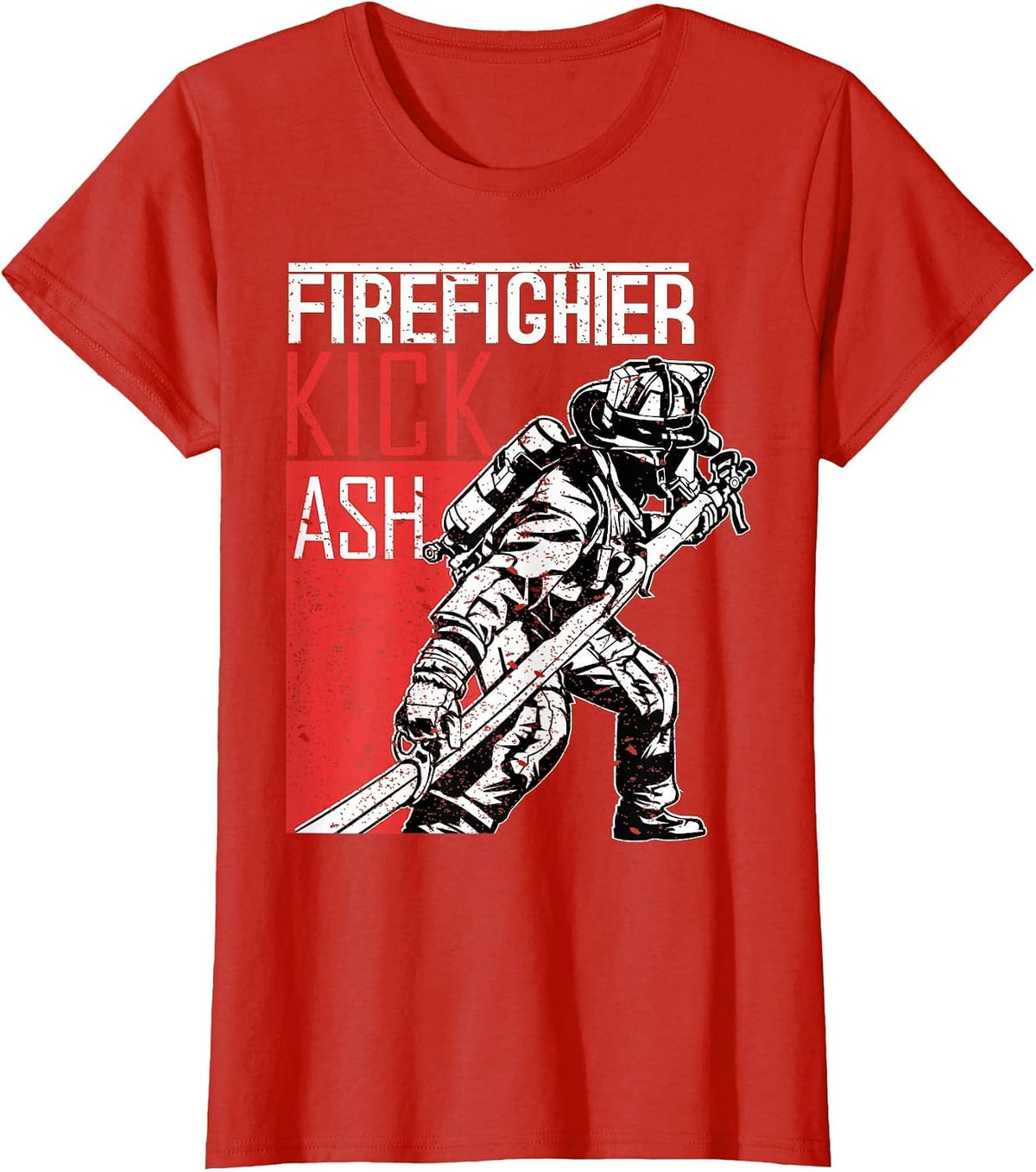 Firefighter Kick Ash Fireman T-Shirt - Red